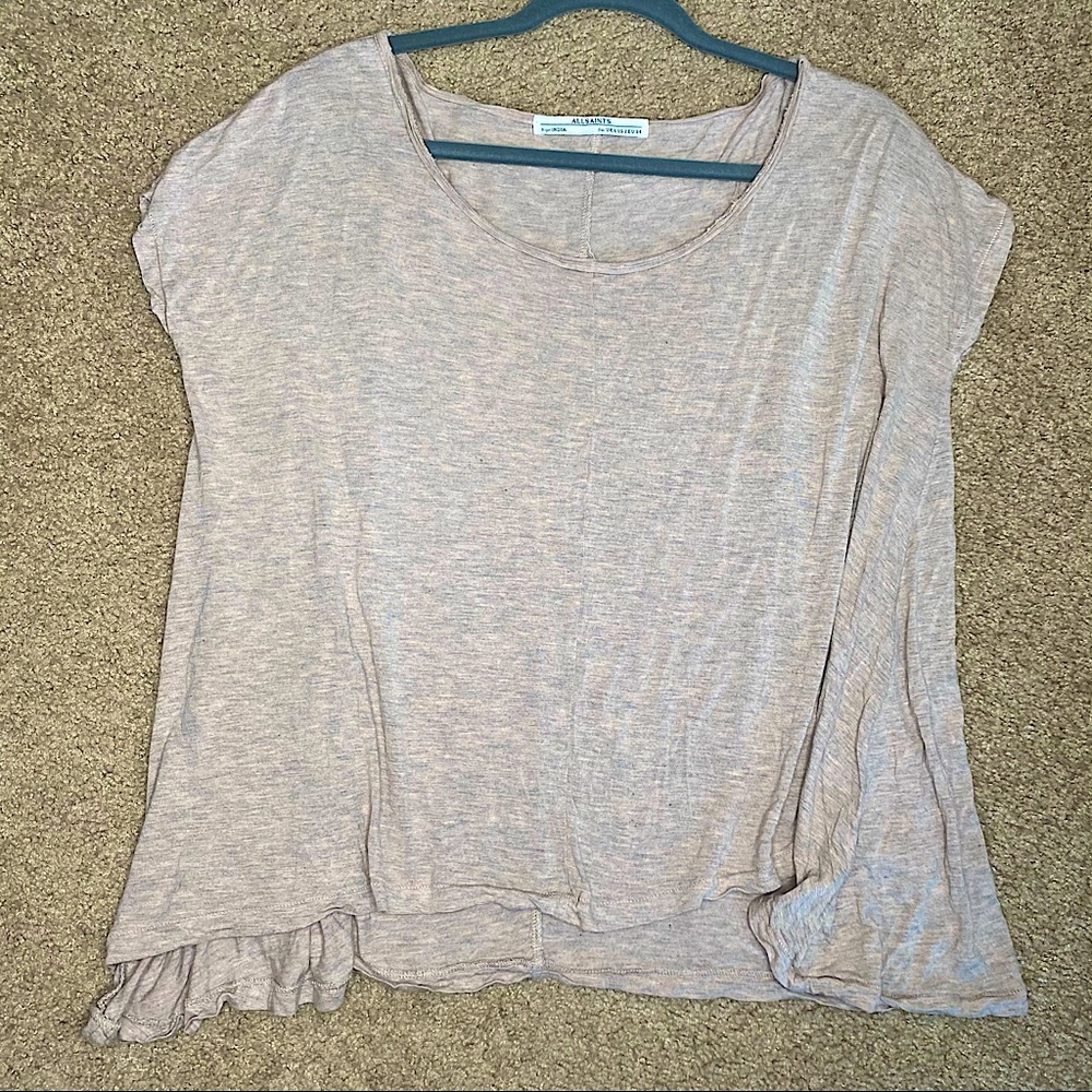 ALL SAINTS BLUSH NUDE MARLED OVERSIZED TEE SIZE 2(S/M)